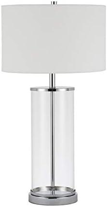 Evelyn&Zoe 28" Traditional Metal Table Lamp with White Drum Linen Shade