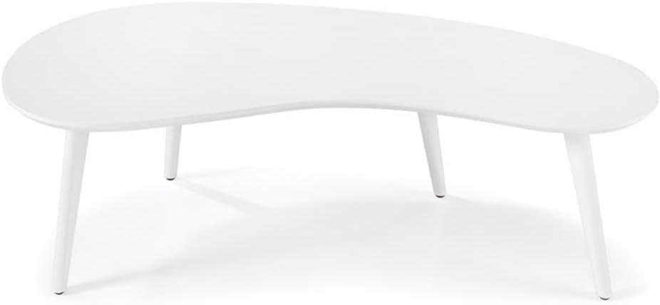 Camaflexi Mid Century Modern Coffee Table Small Tabletop Wood Coffee Desk, White