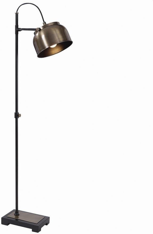 Uttermost Industrial Modern Arc Floor Lamp 62" Tall Plated Brass Aged Black Adjustable Dome Shade for Living Room Reading House