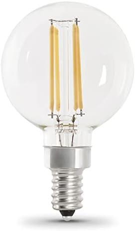 Feit Electric LED Filament 40 -Watt EQ G16.5 Daylight Candelabra base (E-12) Dimmable LED Decorative Light Bulb 2 -Pack