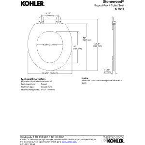Stonewood Compression-Molded Wood Toilet Seat with Color-Matched Plastic Hinges