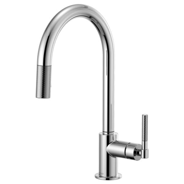 Polished Chrome Brass Pull-Down Kitchen Faucet with Arc Spout