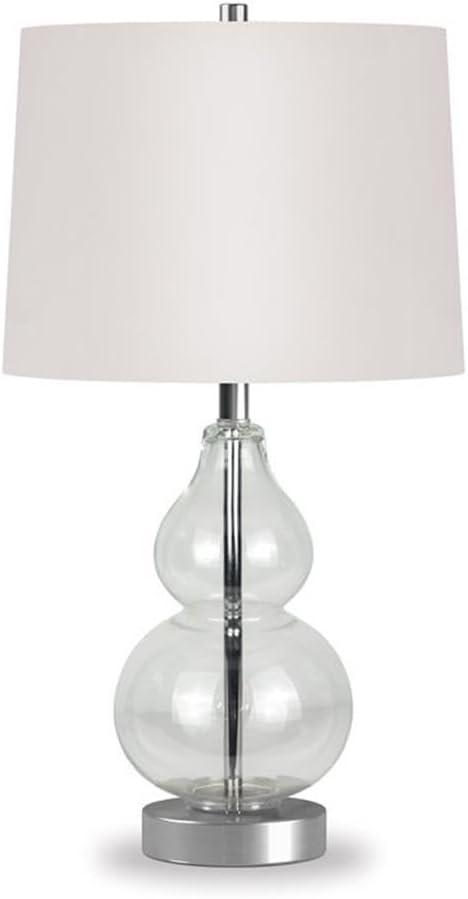 Katrina Petite Clear Glass Table Lamp with White Linen Shade