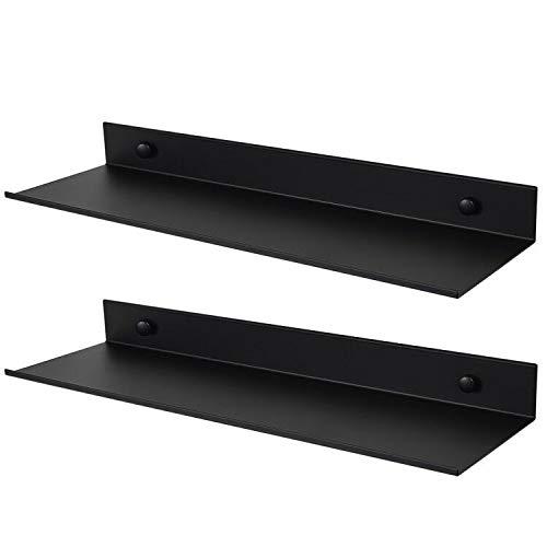 Z metnal Small Floating Shelves, Mini Metal Shelf for Collection Action Figures, Decor Display Wall Shelf, Aluminum, Wall Mounted, Matt Black, 6 inch, 2 Pack