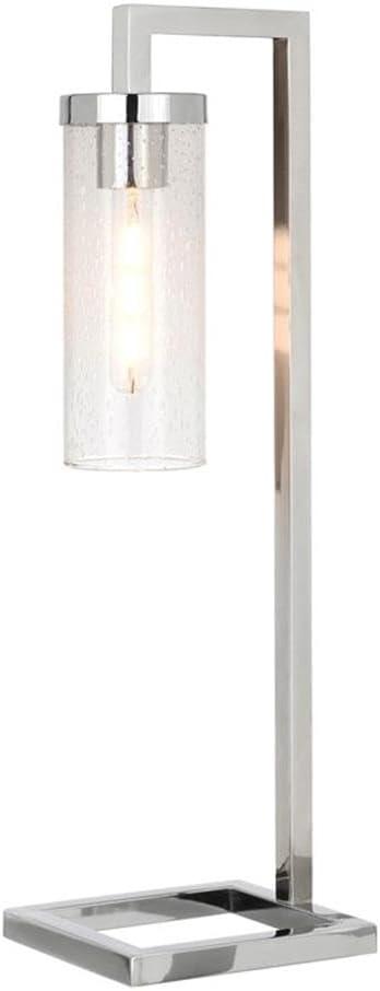 Evelyn&Zoe Modern Metal Table Lamp with Seeded Glass Shade