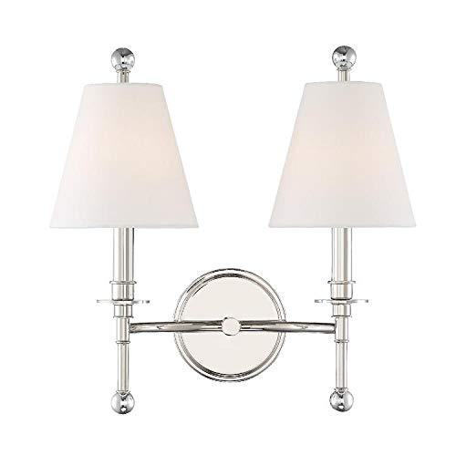 Dark Bronze 2-Light Sconce with White Silk Shades