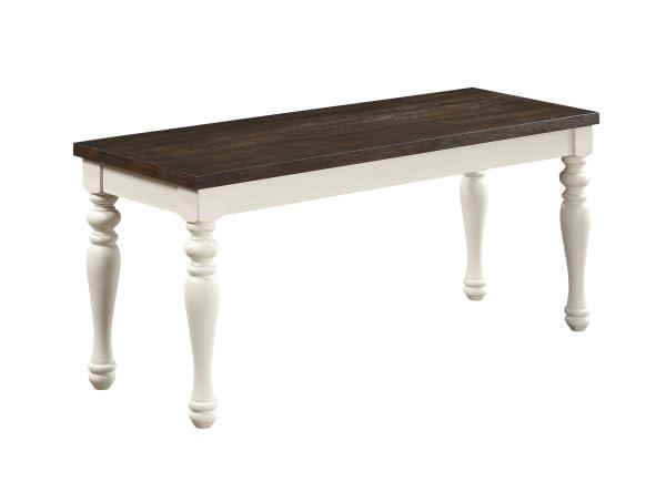 Steve Silver Joanna Farmhouse Two Tone Bench, Hand Stained Ivory