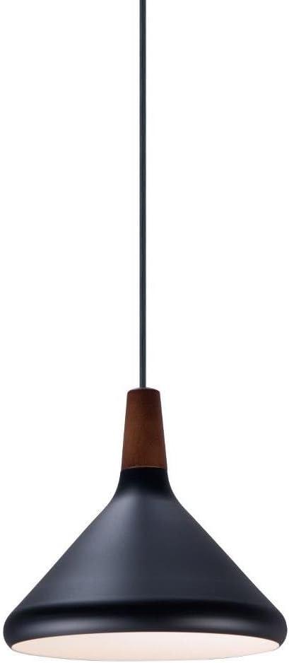 Nordic 7-Inch Walnut and Black Aluminum Pendant Light