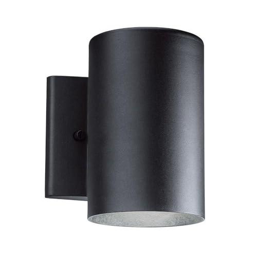 Independence 7 in. 1-Light Textured Black Outdoor Hardwired Wall Cylinder Sconce with Integrated LED (1-Pack)