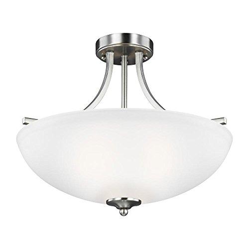 Sea Gull Lighting Generation 7716503-962 Transitional Three Light Semi-Flush Convertible Pendant from Seagull-Geary Collection in Pewter, Silver Finish, Medium, Brushed Nickel