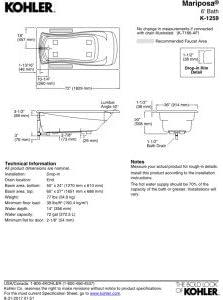 White 72" x 36" Acrylic Drop-In Soaking Bathtub