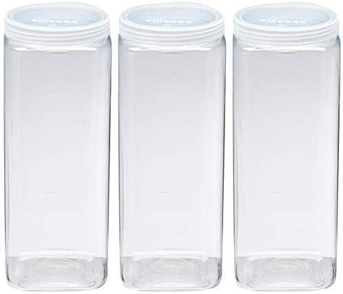 Silicook Clear Plastic Jar, Set of 3-40oz, Square Shaped, Transparent, Food Storage Container, Kitchen & Household Organization for Dry goods, Spices, Vegetables, Ingredients and More