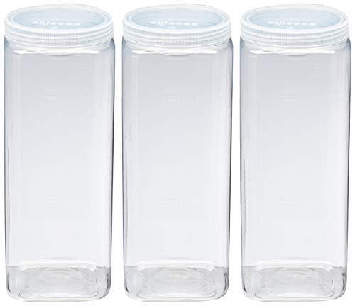 Silicook Clear Plastic Jar, Set of 3-40oz, Square Shaped, Transparent, Food Storage Container, Kitchen & Household Organization for Dry goods, Spices, Vegetables, Ingredients and More