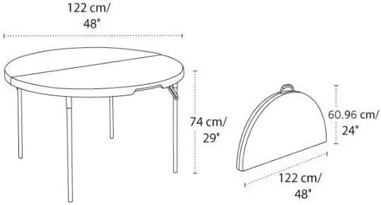 48'' White Resin Round Folding Table with Steel Frame