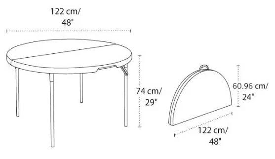 48'' Round Bi-Fold Granite White Plastic Folding Table - Heavy-Duty Plastic Folding Banquet Table