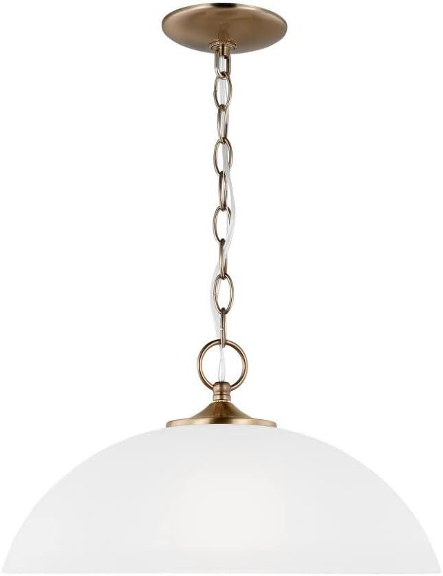 Geary Satin Brass 15.75" Bowl Pendant with Etched Glass Shade