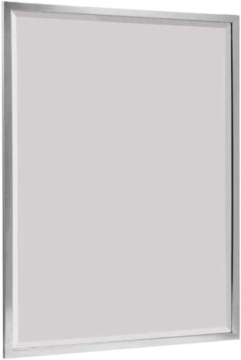 Head West Brushed Chrome Framed Bathroom Mirror - Beveled Edge Rectangle Vanity Mirror - Modern Living Room Accent and Home Decor with Vertical and Horizontal Mount - 24" x 30"