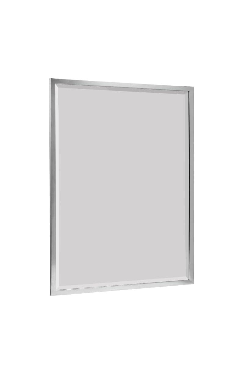Head West Brushed Chrome Framed Bathroom Mirror - Beveled Edge Rectangle Vanity Mirror - Modern Living Room Accent and Home Decor with Vertical and Horizontal Mount - 24" x 30"