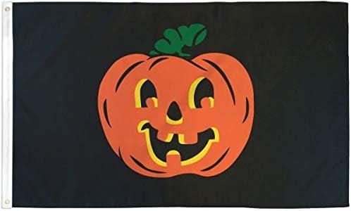 Festive Halloween Pumpkin Polyester Flag with Brass Grommets