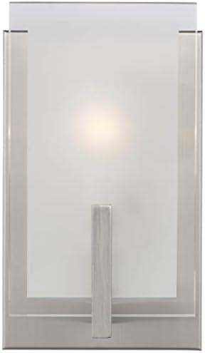 Syll 1-Light Brushed Nickel Wall Sconce with Satin Etched Glass