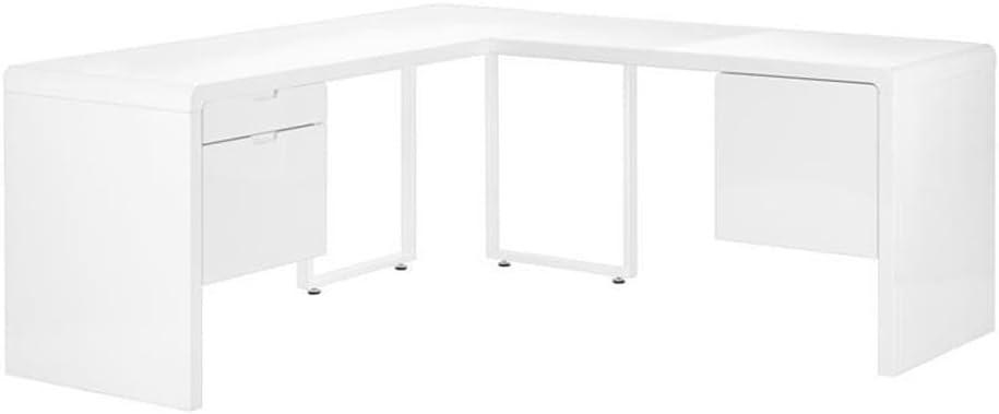 Monarch Specialties Computer Desk, Corner, 72"L, L Shape, Work, Laptop, Glossy White Laminate