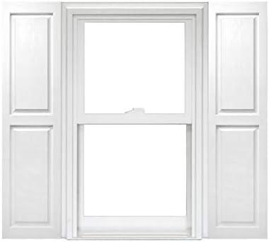 White Raised Panel Vinyl Shutters 14.5" x 63" Pair