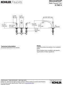 Kohler Devonshire® Deck-/Rim-Mount Bath Faucet Trim for High-Flow Valve with 8-15/16" Diverter Spoutut and Lever Handles, Valve Not Included K-T387-4-2BZ