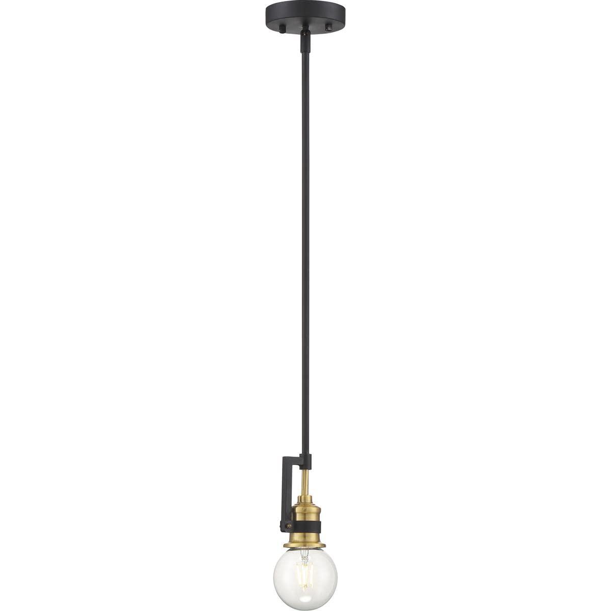Nuvo Lighting Intention 1-Light Mini Pendant Fixture Warm Brass and Black Finish - N/A