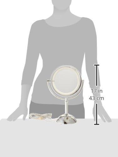 Symple Stuff 8.5" Lighted Tabletop Magnified Makeup Mirror, Plug In