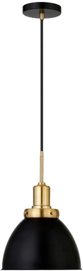 Evelyn&Zoe 12" Black/Brass Metal Pendant