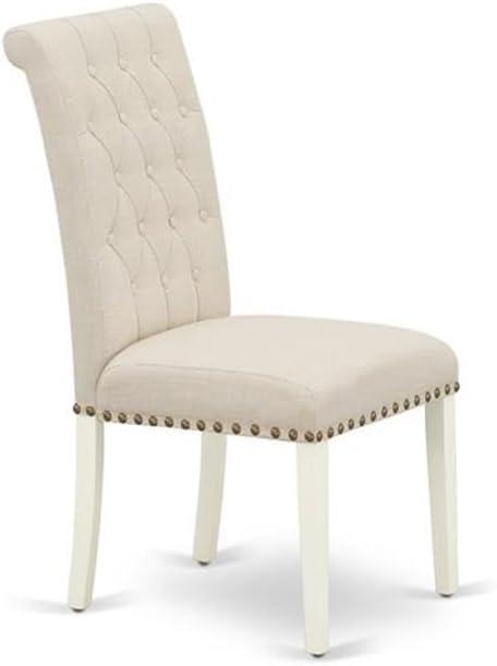 East West Furniture Bremond 42" Fabric Dining Chairs in Beige/White (Set of 2)