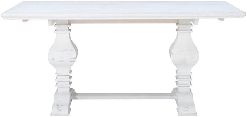Linon Larson Pine Wood Dining Table in Distressed White