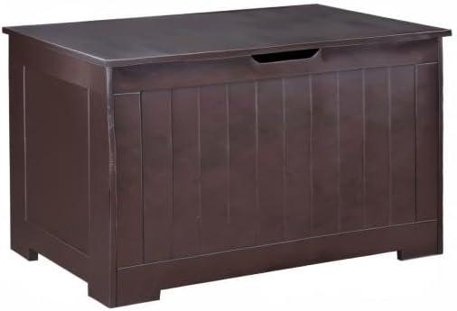 Toy Chest for Girls Boys Wooden Storage Box with Flip-top Lid & Safety Hinge, Kids Room Play Room Nursery Organizer, Bedroom Bench with 100L Storing Area, Brown