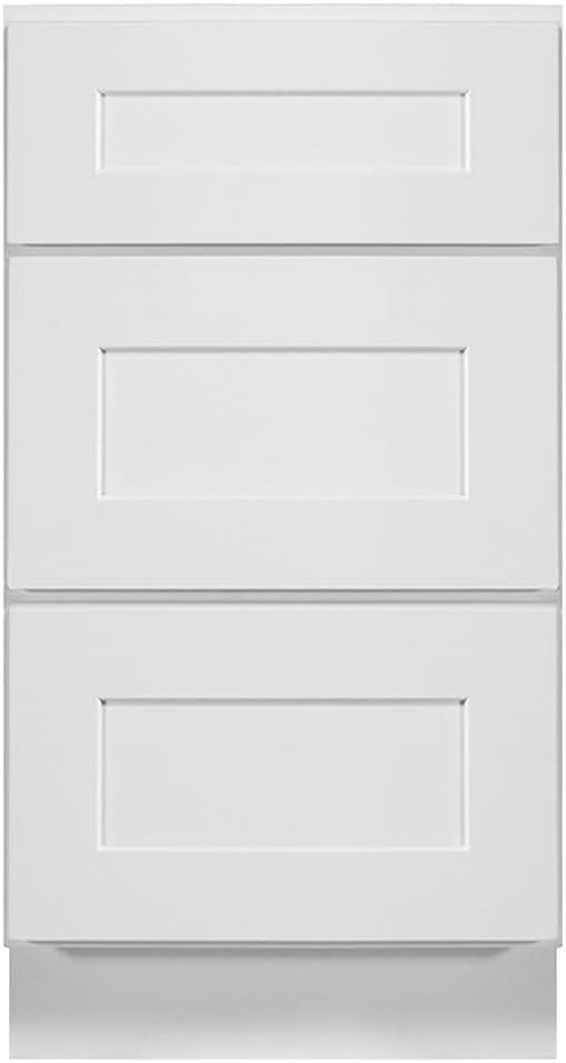 Brookings Shaker Unassembled Drawer Base Kitchen Cabinet 3DB18, 18 W x 24 D x 34.5 H, Painted White, Solid Wood, Design House, 561464