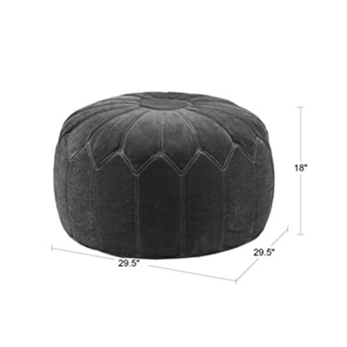 Aryana Chic Oversized Round Pouf Ottoman with Distinctive Stitching