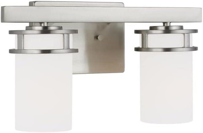 Midnight Black Robie 2-Light Vanity Fixture with Etched White Glass