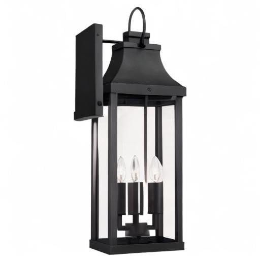 Outdoor Wall Lantern In Traditional Style-27 Inches Tall And 9 Inches Wide-Black Finish-Incandescent Lamping Type Capital Lighting 946441Bk