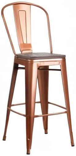 Flash Furniture 30" High Metal Barstool with Back and Wood Seat