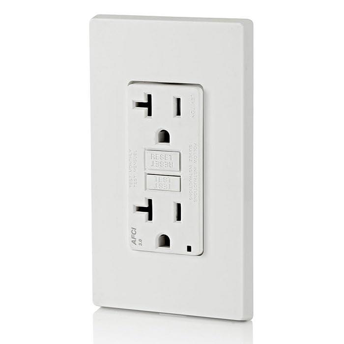 Leviton AFCI Outlet, 20 Amp, Self Test, Tamper-Resistant with LED Indicator Light, Protection from Electrical Fires, AFTR2-W, White