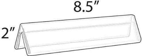 Azar Displays Two Sided Tent Style Clear Acrylic Sign Holder and Nameplate, Size: 8.5" W x 2" H on each side, 10-Pack (Set of 10)