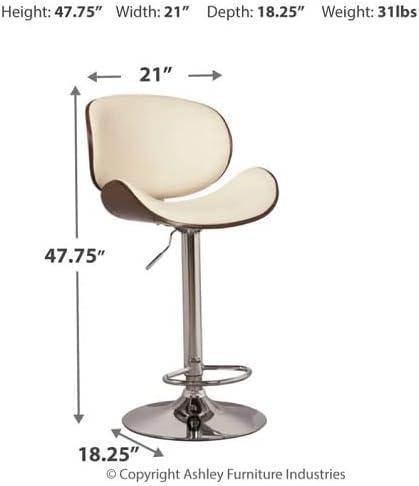 Signature Design by Ashley Contemporary Bellatier Adjustable Height Barstool, Beige