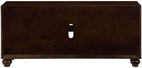 58" Dita TV Stand for TVs up to 59" Walnut - Acme Furniture: Glass Doors, Open Compartments, No Assembly Required