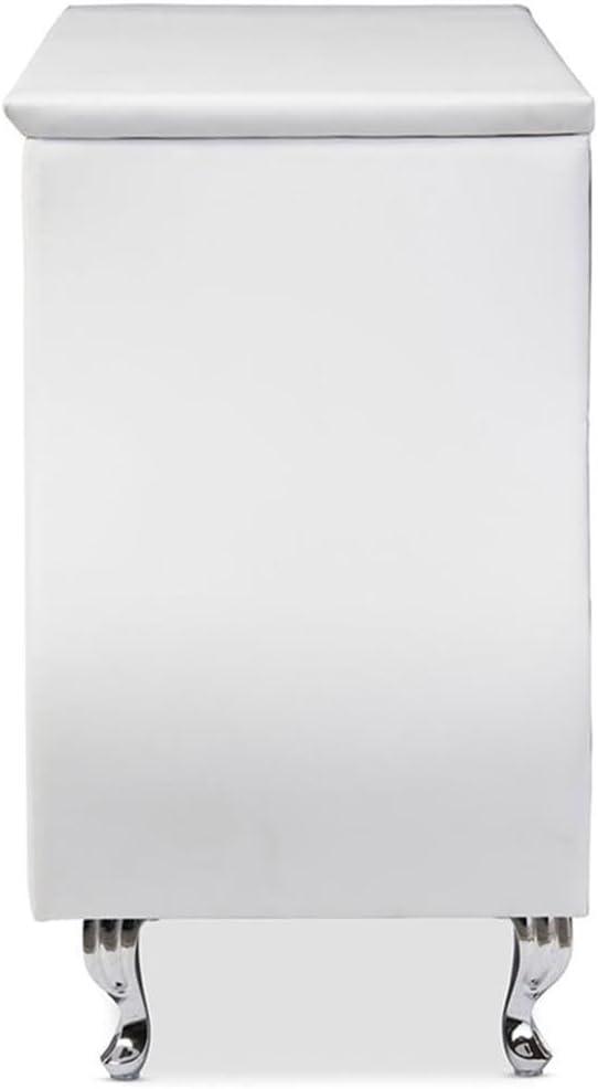 Enzo Modern and Contemporary Faux Leather 6 Drawer Dresser White - Baxton Studio: Sleek Storage, Metal Gliders
