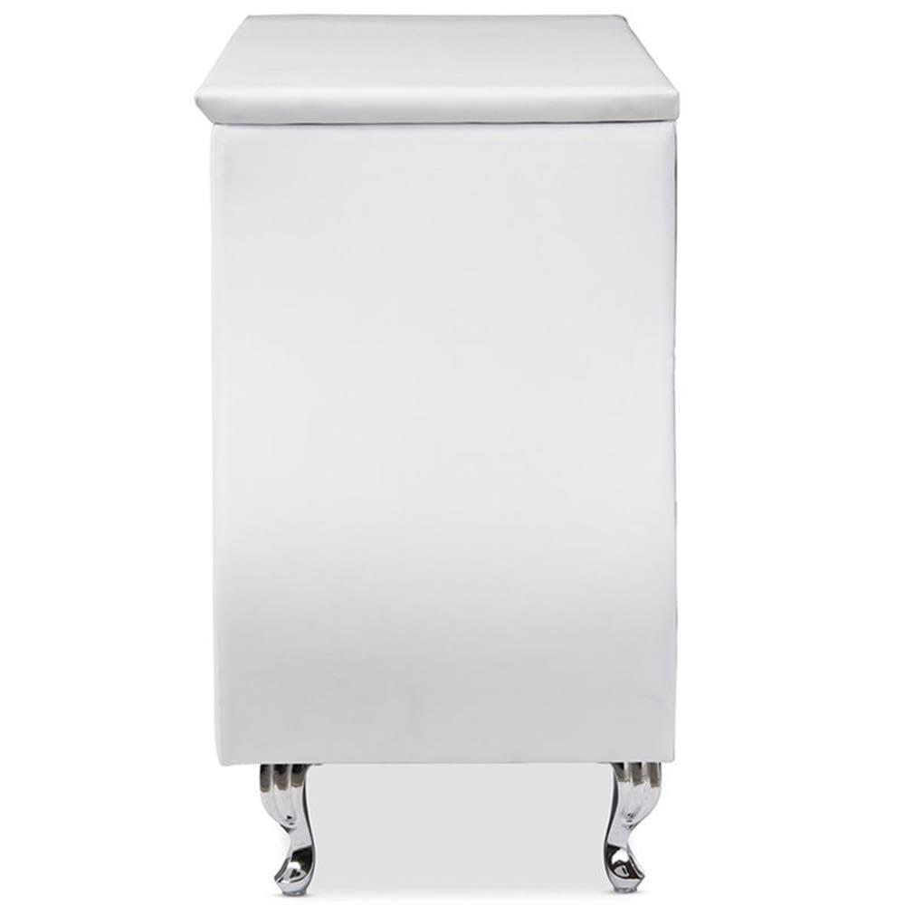 Enzo Modern and Contemporary Faux Leather 6 Drawer Dresser White - Baxton Studio: Sleek Storage, Metal Gliders