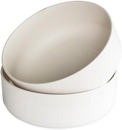 Set of 2 White Plastic Microwave Safe Soup and Salad Bowls