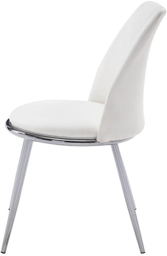 ACME Chara Faux Leather Dining Side Chair in White and Chrome (Set of 2)