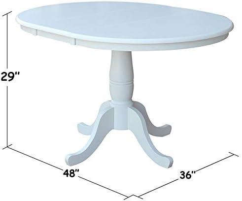 36" Kyle Round Top Pedestal with 12" Drop Leaf Dining Table White - International Concepts: Oval Kitchen Table for 4, Butterfly Leaf