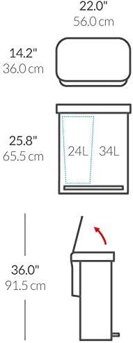 58L Stainless Steel Dual Compartment Recycling Step Trash Can