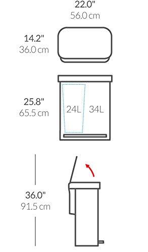 Simplehuman 58L / 15.3 Gallon Hands-Free Dual Compartment Recycling Kitchen Step Trash Can with Lid