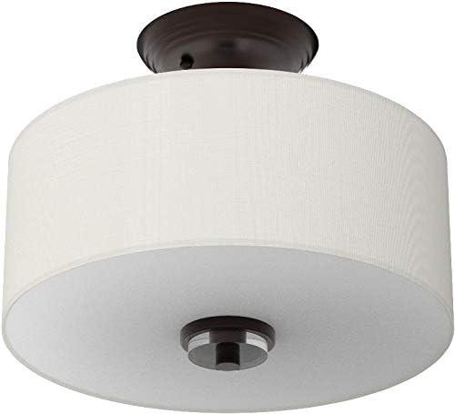 JONATHAN Y JYL9033A Marc 15" Metal/Crystal LED Semi-Flush Mount Contemporary,Traditional,Transitional Dimmable, 2700K Cozy Warm Light, for Kitchen,Hallway,Bathroom,Stairwell, OilRubbedBronze/White